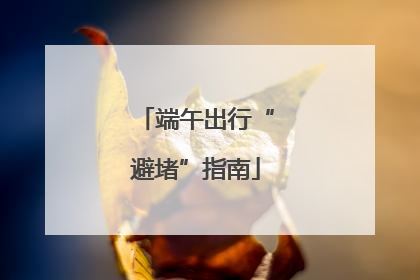 端午出行“避堵”指南