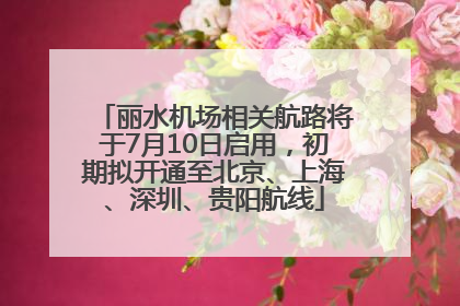 丽水机场相关航路将于7月10日启用，初期拟开通至北京、上海、深圳、贵阳航线