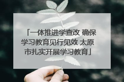 一体推进学查改 确保学习教育见行见效 太原市扎实开展学习教育