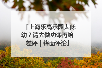 上海乐高乐园太低幼？请先做功课再给差评｜锋面评论