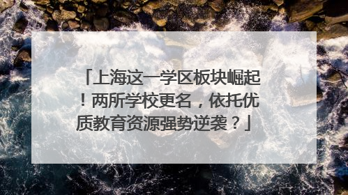 上海这一学区板块崛起！两所学校更名，依托优质教育资源强势逆袭？