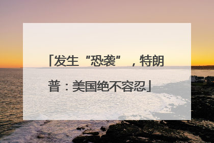 发生“恐袭”，特朗普：美国绝不容忍