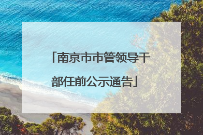 南京市市管领导干部任前公示通告