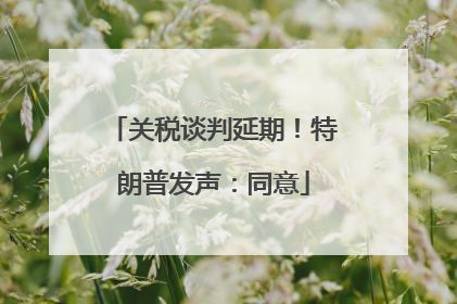 关税谈判延期！特朗普发声：同意