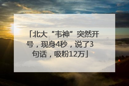 北大“韦神”突然开号，现身4秒，说了3句话，吸粉12万