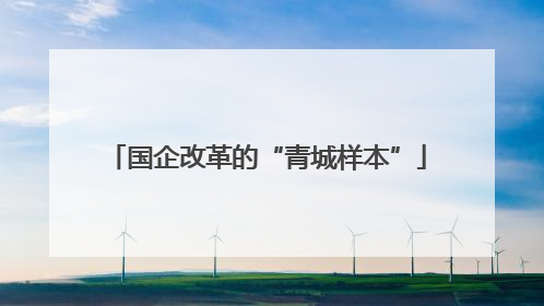 国企改革的“青城样本”