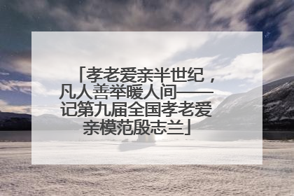 孝老爱亲半世纪，凡人善举暖人间——记第九届全国孝老爱亲模范殷志兰