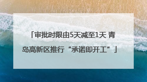 审批时限由5天减至1天 青岛高新区推行“承诺即开工”