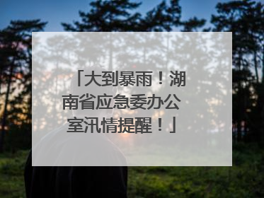 大到暴雨！湖南省应急委办公室汛情提醒！