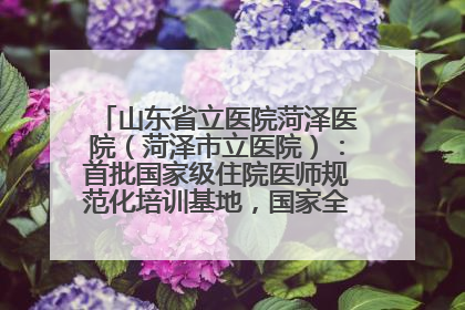 山东省立医院菏泽医院（菏泽市立医院）：首批国家级住院医师规范化培训基地，国家全科医生转岗培训基地