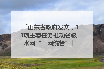 山东省政府发文，13项主要任务推动省级水网“一网统管”