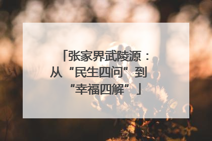 张家界武陵源：从“民生四问”到“幸福四解”