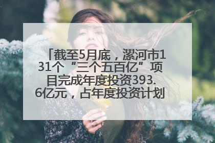 截至5月底，漯河市131个“三个五百亿”项目完成年度投资393.6亿元，占年度投资计划的50.41%——“三个五百亿”项目带动产业提质升级