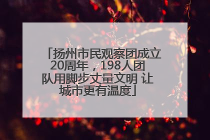 扬州市民观察团成立20周年，198人团队用脚步丈量文明 让城市更有温度