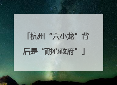 杭州“六小龙”背后是“耐心政府”