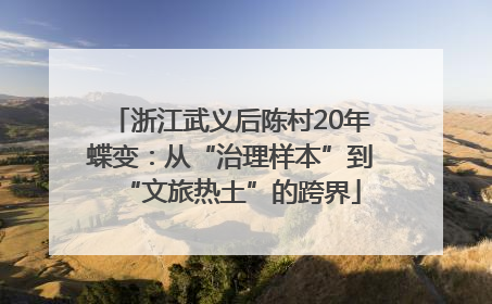浙江武义后陈村20年蝶变：从“治理样本”到“文旅热土”的跨界