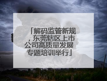 解码监管新规，东莞辖区上市公司高质量发展专题培训举行