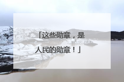 这些勋章，是人民的勋章！