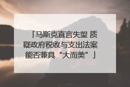马斯克直言失望 质疑政府税收与支出法案能否兼具“大而美”