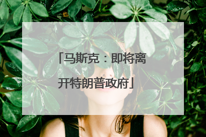 马斯克：即将离开特朗普政府