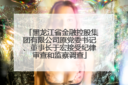 黑龙江省金融控股集团有限公司原党委书记、董事长于宏接受纪律审查和监察调查